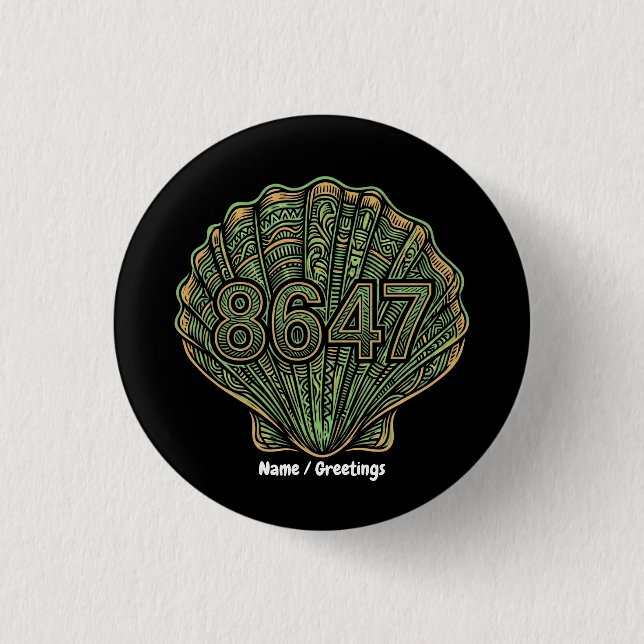 8647 Seashell Linocut Eighty-Six Forty-Seven  Button (Front)