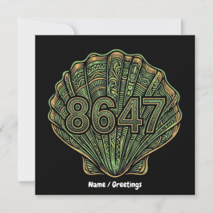 8647 Seashell Linocut Eighty-Six Forty-Seven  Invitation