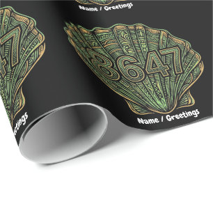 8647 Seashell Linocut Eighty-Six Forty-Seven  Wrapping Paper