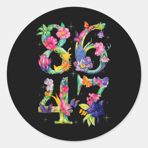 8647 Subtle Anti Trump 86 47 Floral Boho Style  Classic Round Sticker