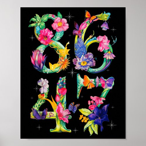 8647 Subtle Anti Trump 86 47 Floral Boho Style  Poster