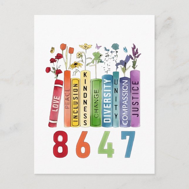 8647 Subtle Anti Trump Anti MAGA 86 47 Floral LGBT Announcement Postcard (Front)