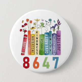 8647 Subtle Anti Trump Anti MAGA 86 47 Floral LGBT Button
