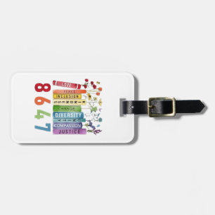 8647 Subtle Anti Trump Anti MAGA 86 47 Floral LGBT Luggage Tag