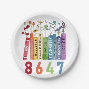 8647 Subtle Anti Trump Anti MAGA 86 47 Floral LGBT Paper Plates