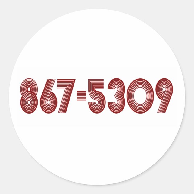 867-5309 CLASSIC ROUND STICKER (Front)