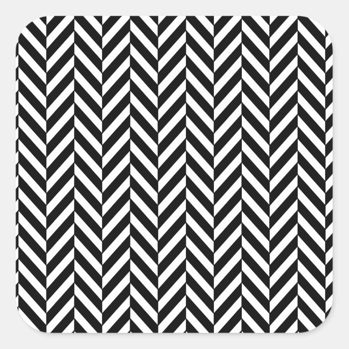 8690_chevron OPTICAL ILLUSIONS BLACK WHITE ZIG ZAG Square Sticker | Zazzle