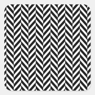 8690_chevron OPTICAL ILLUSIONS BLACK WHITE ZIG ZAG Square Sticker