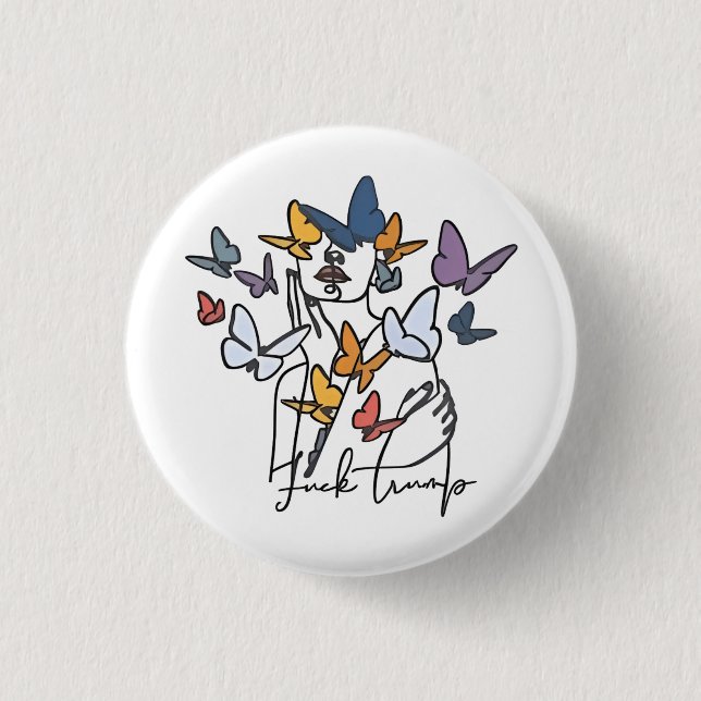 86 47 Anti Trump Floral T-Shirt, Impeach President Button (Front)
