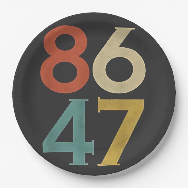 86 47 Dump Trump Cool Retro Anti-Trump  Paper Plates (Front)