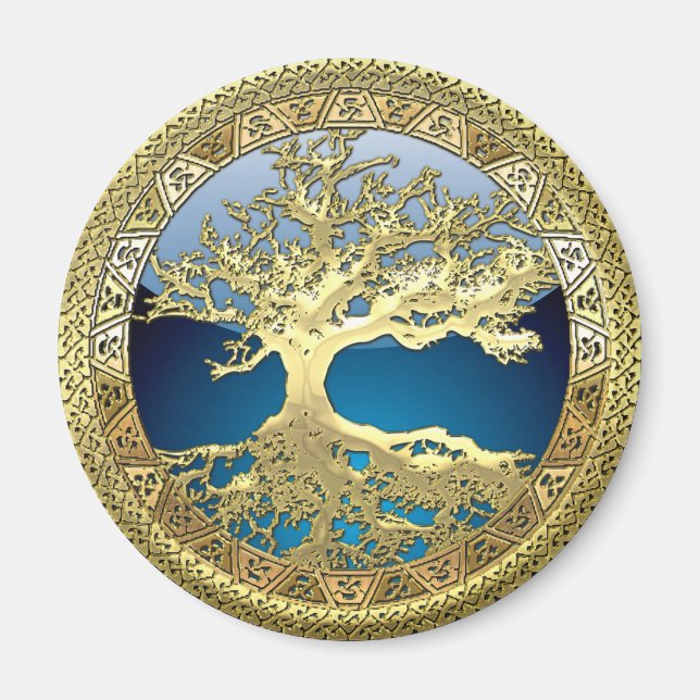 [86] Golden Celtic Tree of Life [3D] Magnet (Front)
