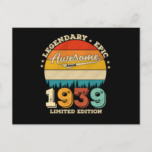 86 Year Old 1939 Retro Awesome 90th Birthday Gift Postcard