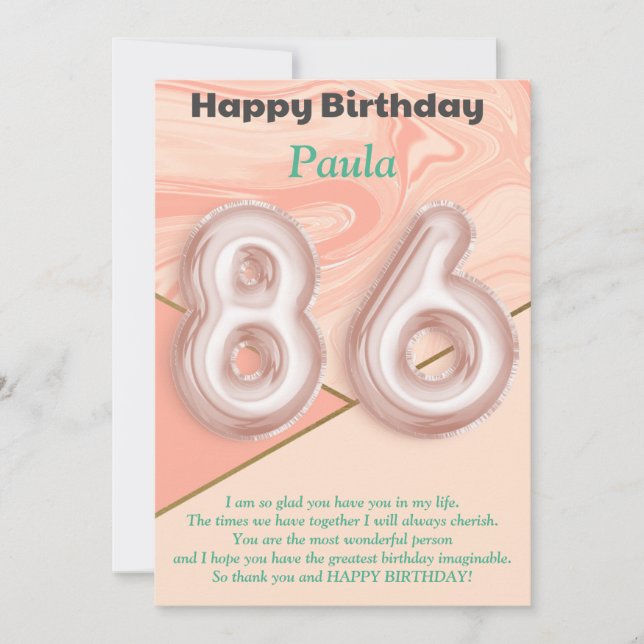 86 year old girls Happy Birthday card (Front)