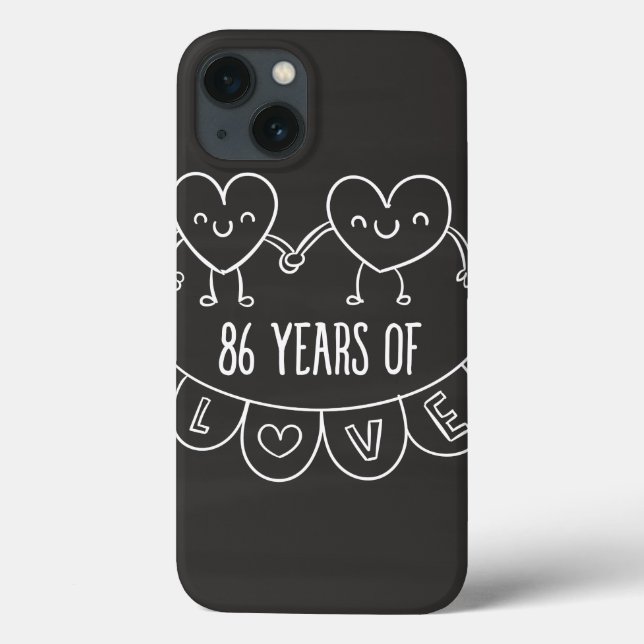 86th Anniversary Gift Chalk Hearts Case-Mate iPhone Case (Back)