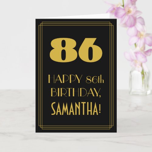 86th Birthday  Art Deco Inspired Look 86  Name Card