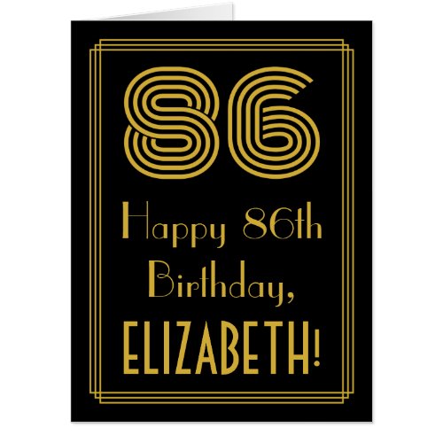 86th Birthday Art Deco Inspired Look 86  Name Card