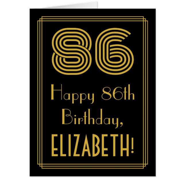 86th Birthday: Art Deco Inspired Look “86” + Name Card (Front)