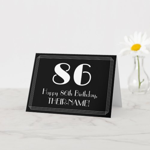 86th Birthday  Art Deco Inspired Look 86 Name Card