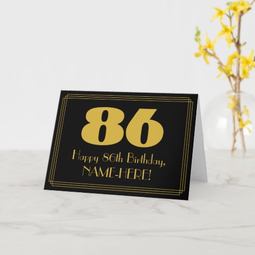 86th Birthday Art Deco Inspired Look 86  Name Card