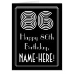 [ Thumbnail: 86th Birthday — Art Deco Inspired Look “86” + Name Card ]