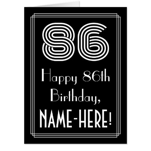 86th Birthday  Art Deco Inspired Look 86  Name Card