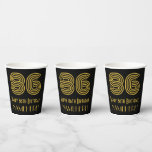 [ Thumbnail: 86th Birthday: Art Deco Inspired Look “86” & Name Paper Cups ]