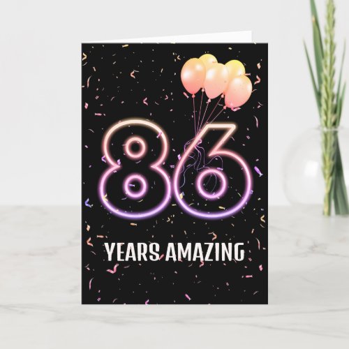 86th Birthday Balloons and Confetti Card
