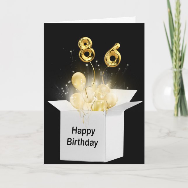 86th Birthday Balloons In White Box Card (Front)