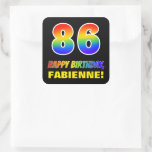 [ Thumbnail: 86th Birthday: Bold, Fun, Simple, Rainbow 86 Sticker ]