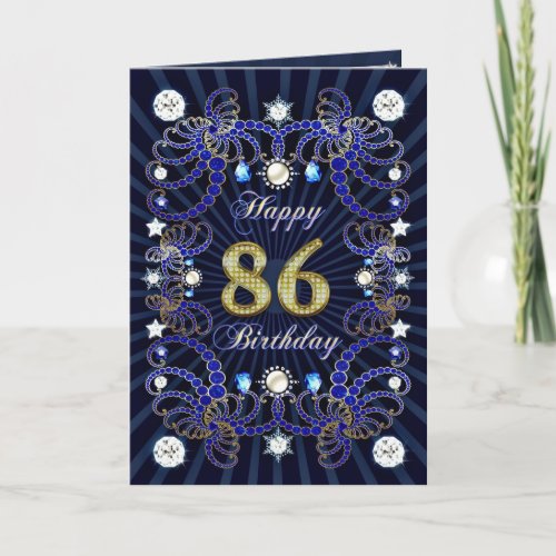 86th birthday card with masses of jewels