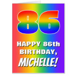 [ Thumbnail: 86th Birthday: Colorful, Fun Rainbow Pattern # 86 Card ]
