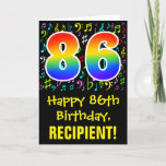 [ Thumbnail: 86th Birthday: Colorful Music Symbols + Rainbow 86 Card ]