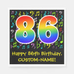 [ Thumbnail: 86th Birthday - Colorful Music Symbols, Rainbow 86 Napkins ]
