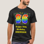 [ Thumbnail: 86th Birthday: Colorful Music Symbols, Rainbow 86 T-Shirt ]