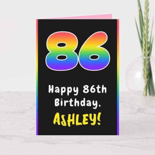 86th Birthday: Colorful Rainbow # 86, Custom Name Card | Zazzle