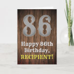 [ Thumbnail: 86th Birthday: Country Western Inspired Look, Name Card ]