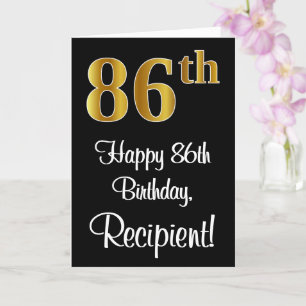 86th Birthday ~ Elegant Luxurious Faux Gold Look # Card