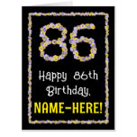 [ Thumbnail: 86th Birthday: Floral Flowers Number “86” + Name Card ]