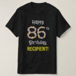 [ Thumbnail: 86th Birthday: Floral Flowers Number “86” + Name T-Shirt ]