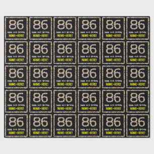 86th Birthday: Floral Flowers Number, Custom Name Wrapping Paper