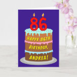 [ Thumbnail: 86th Birthday: Fun Cake and Candles + Custom Name Card ]