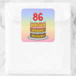 [ Thumbnail: 86th Birthday: Fun Cake and Candles + Custom Name Sticker ]