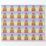 [ Thumbnail: 86th Birthday: Fun Cake and Candles + Custom Name Wrapping Paper ]