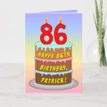 [ Thumbnail: 86th Birthday — Fun Cake & Candles, W/ Custom Name Card ]