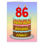 [ Thumbnail: 86th Birthday: Fun Cake & Candles, W/ Custom Name Card ]