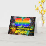 [ Thumbnail: 86th Birthday: Fun, Colorful Celebratory Fireworks Card ]