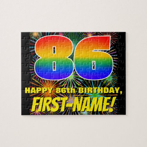 86th Birthday Fun Colorful Celebratory Fireworks Jigsaw Puzzle