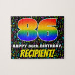 [ Thumbnail: 86th Birthday — Fun, Colorful Music Symbols & “86” Jigsaw Puzzle ]