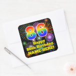 [ Thumbnail: 86th Birthday: Fun Fireworks Look, Rainbow # 86 Sticker ]