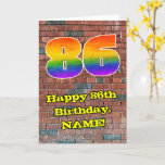 [ Thumbnail: 86th Birthday: Fun Graffiti-Inspired Rainbow 86 Card ]